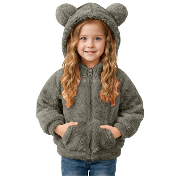 Ulanda Newborn Infant Baby Boys Girls Cartoon Fleece Hooded Jacket Coat with Ears Warm Todder Kids Outwear Coat Zipper Up 0-6Y (Army Green, 3-4 Years)