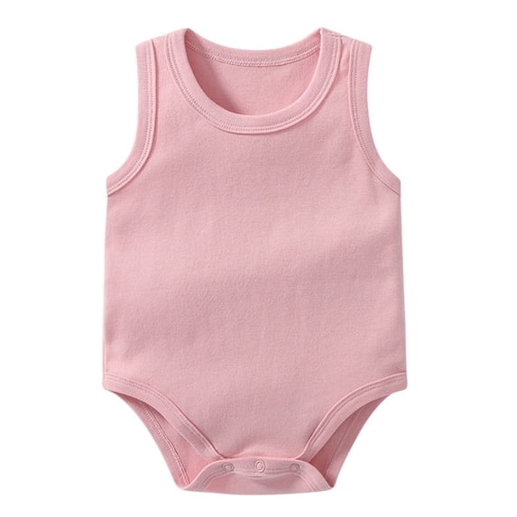 Ulanda Newborn Infant Boy Girl Sleeveless Tank Top Cotton One-Pieces Rompers Summer Fall Baby Undershirt Clothes Outfit (Pink, 6-9 Months)