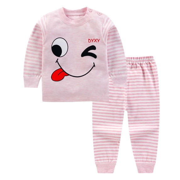 Ulanda Organic Cotton Boys Girls Pajama Set, 2-Piece Kids Long Sleeve Top and Pants Pajamas, Toddler Snug Fit Sleepwear Set (Pink, 3-6 Months)