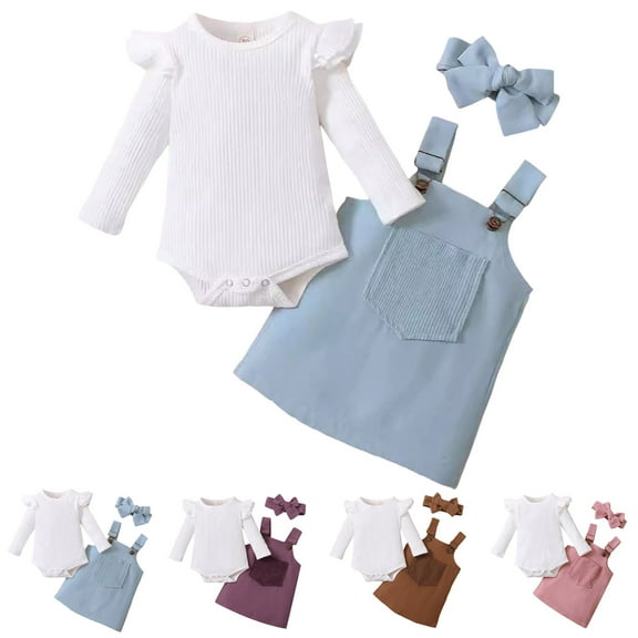 Ulanda Preemie Newborn Infant Baby Girls Clothes 3PCS Ribbed Bodysuit Set Fall Winter Outfits (Red, 12-18 Months)