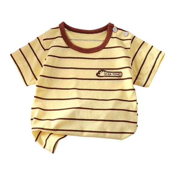 Ulanda Shirt Girls Ringer Tee Crewneck Short Sleeve T Shirts Toddler Plain Retro T-Shirt Crop Tees Top Summer Clothes Basic Tshirt ( (Coffee, 12-18 Months)