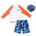 thumbnail image 1 of Ulanda Swim Set Long Sleeve Swim Trunks Quick Dry 2 Sun Suits (Orange, 110.00), 1 of 9
