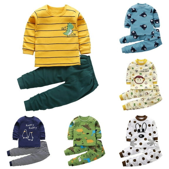 Ulanda Toddler Baby Boy Clothes Long Sleeve Bear Print Tops   Pants Sweatsuit Outfits (Blue, 1-2 Years)