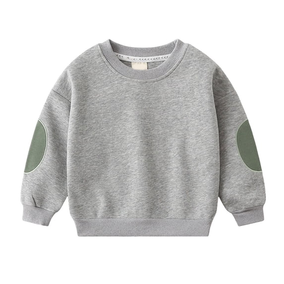 Ulanda Toddler Baby Boy Girl Fleece Pullover Sweatshirt Solid Color Crewneck Blouse Shirt Tops Warm Fall Winter Clothes (Grey, 3-4 Years)
