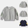 thumbnail image 1 of Ulanda Toddler Baby Boy Girl Fleece Pullover Sweatshirt Solid Color Crewneck Blouse Shirt Tops Warm Fall Winter Clothes (Navy, 6-7 Years), 1 of 5
