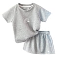 thumbnail image 1 of Ulanda Toddler Baby Boy Girl Summer Outfit Short Sleeve Rainbow T-Shirt Top Solid Color Shorts 2PCS Cute Clothes (Grey, 18-24 Months), 1 of 4