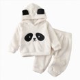 thumbnail image 1 of Ulanda Toddler Baby Boy Infant Girls Clothes Unisex Fleece Panda Hoodie Coats and Pant Outfit Set (White, 2-3 Years), 1 of 9