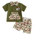 thumbnail image 1 of Ulanda Toddler Baby Boy Summer Clothes Camouflage Quarter Zip Short Sleeve T Shirt Shorts 2 Piece Outfits Set (Green, 18-24 Months), 1 of 7