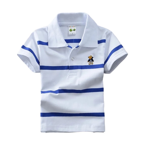 Ulanda Toddler Baby Boys Short Sleeve Polo Shirts Cute Cartoon Animal Embroidery Uniform Shirt Button Closure Collared Tops (Multicolor1, 13-14 Years)