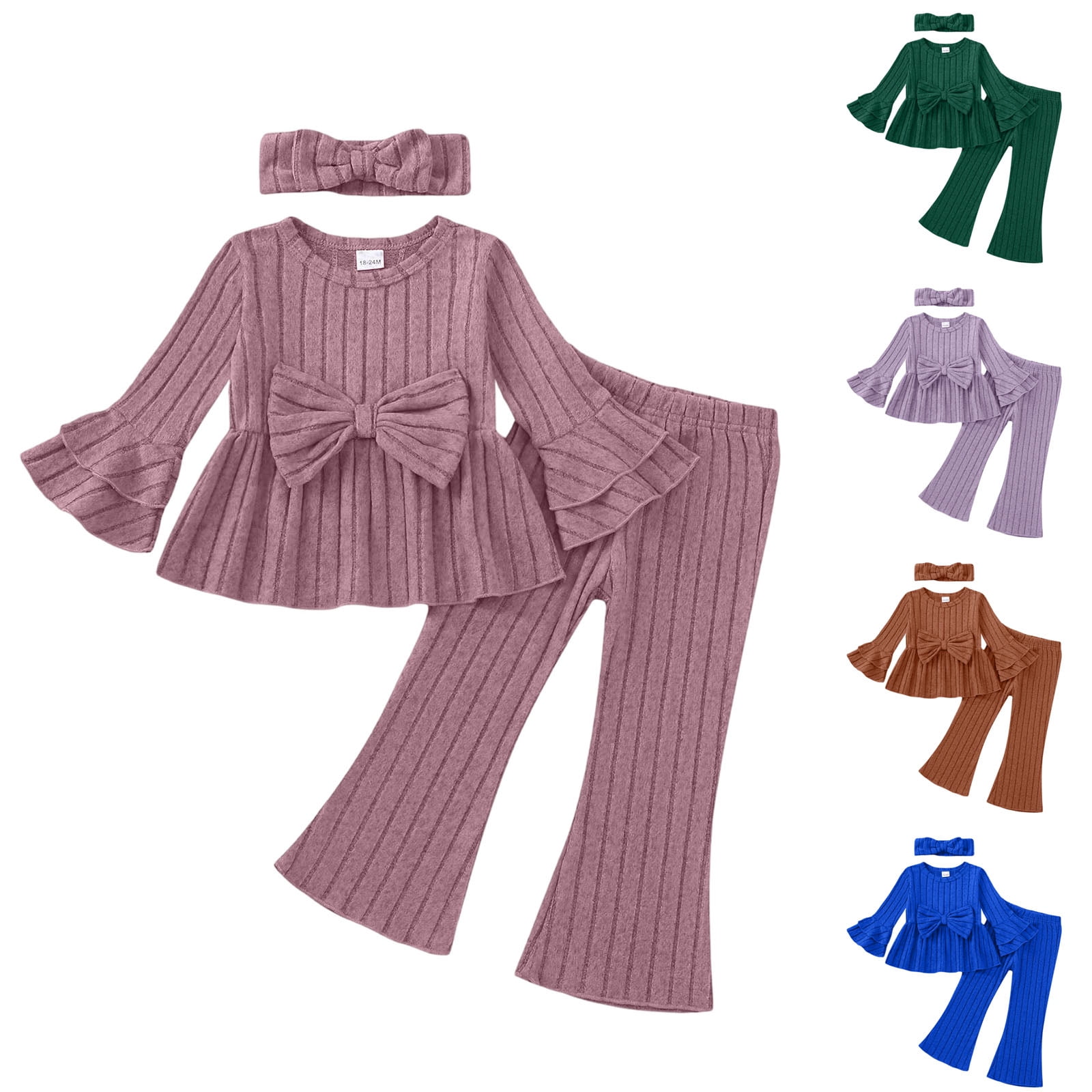 Ulanda Toddler Baby Girl Fall Winter Outfits Ruffle Long Sleeve Bow ...