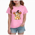 thumbnail image 1 of Ulanda Toddler Baby Girl Halloween Shirt Ghost Tshirt Spooky Season Short Sleeve Tee Top Kid Fall Clothes (Pink, 5-6 Years), 1 of 7