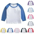 thumbnail image 1 of Ulanda Toddler Baby Girls Boys 3/4 Sleeve Shirts Raglan Shirt Baseball Tee Cotton T-Shirt (Blue, 12-18 Months), 1 of 6