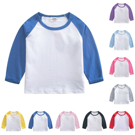 Ulanda Toddler Baby Girls Boys 3/4 Sleeve Shirts Raglan Shirt Baseball Tee Cotton T-Shirt (Blue, 12-18 Months)