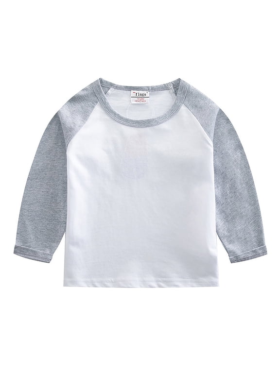 Toddler Baby Girls Boys 3/4 Sleeve Shirts Raglan Shirt Baseball Tee Cotton T-Shirt (Grey, 18-24 Months)