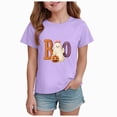 thumbnail image 1 of Ulanda Toddler Baby Girls Halloween T-Shirt Ghost Graphic Shirt Kids Cute Funny Spooky Season Short Sleeve Tees Top (Purple, 3-4 Years), 1 of 6