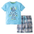 thumbnail image 1 of Ulanda Toddler Boy Clothes Kids Summer Cotton Outfits Shirt Short Sets Size 2-7 (Sky Blue, 4-5 Years), 1 of 9