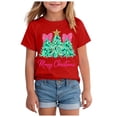thumbnail image 1 of Ulanda Toddler Boy Girl Christmas Shirt Kid Xmas Tshirt Cotton Short Sleeve Tee Top (Red, 5-6 Years), 1 of 6