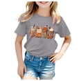 thumbnail image 1 of Ulanda Toddler Boys Girls Halloween Shirt Skeleton Ghost T-Shirts Tees Spooky Tops Short Sleeve 2-12 Years (Grey, 4-5 Years), 1 of 5