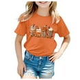 thumbnail image 1 of Ulanda Toddler Boys Girls Halloween Shirt Skeleton Ghost T-Shirts Tees Spooky Tops Short Sleeve 2-12 Years (Orange, 4-5 Years), 1 of 5