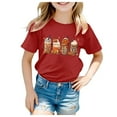thumbnail image 1 of Ulanda Toddler Boys Girls Halloween Shirt Skeleton Ghost T-Shirts Tees Spooky Tops Short Sleeve 2-12 Years (Red, 6-7 Years), 1 of 5