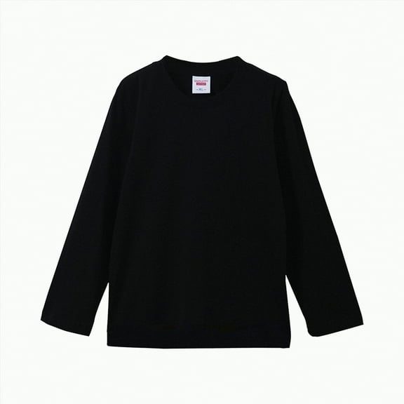 Ulanda Toddler Boys Girls Kids Long Sleeve Crewneck T-Shirts Basic Solid Cotton Tops Tee Clothes (Black, 12-18 Months)