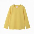 thumbnail image 1 of Ulanda Toddler Boys Girls Kids Long Sleeve Crewneck T-Shirts Basic Solid Cotton Tops Tee Clothes (Yellow, 12-18 Months), 1 of 3