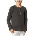 thumbnail image 1 of Ulanda Toddler Boys Henley Shirt Cotton Soild Long Sleeve Tops for Kids 18 Months-7 Years (Dark Gray, 18-24 Months), 1 of 8