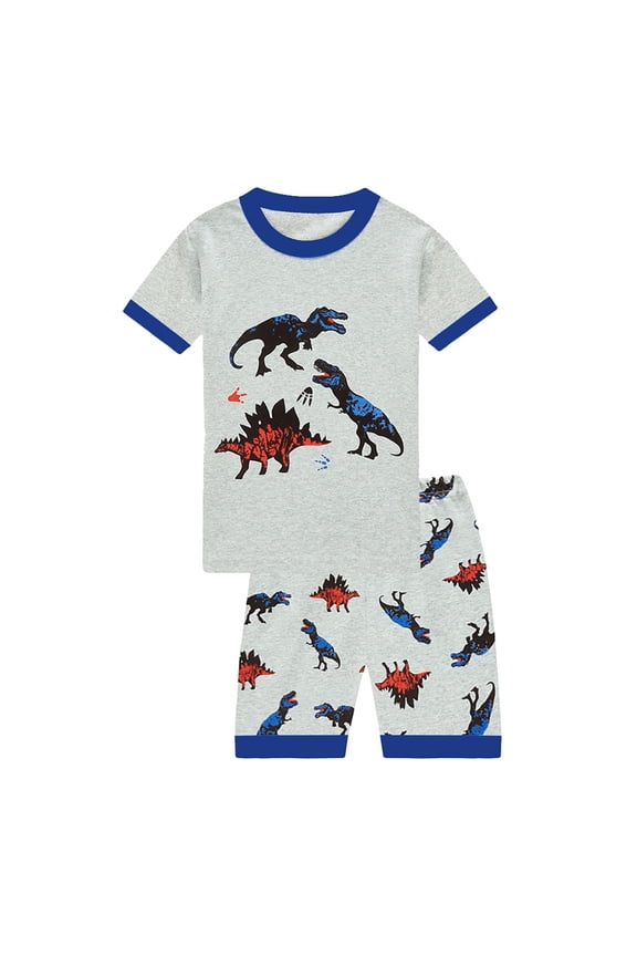 Toddler Boys Pajamas Cotton Summer Pjs for Boy Jammies Dinosaur Train Sleepwear Short Sets (Sky Blue, 1-2 Years)