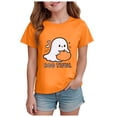 thumbnail image 1 of Ulanda Toddler Girl Halloween Ghost Graphic T-Shirt Baby Girl Shirt Short Sleeve Halloween Party Tee Tops (Orange, 7-8 Years), 1 of 6