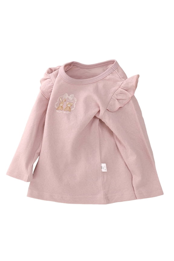 Toddler Girl Ruffle Long Sleeve T-Shirt Cotton Top Tee for Spring/Fall (Pink, 3-4 Years)