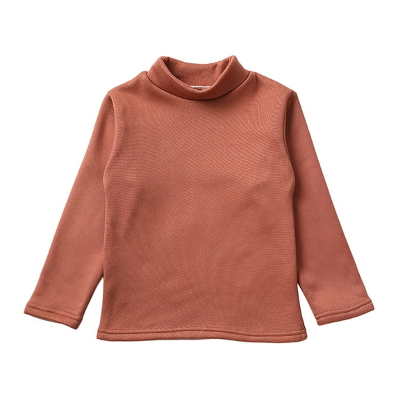 Ulanda Toddler Girls Mock Turtleneck Shirts Long Sleeve Thermal T-Shirt Cotton Girl Soft Basic Pullover Tops (Orange, 5-6 Years)