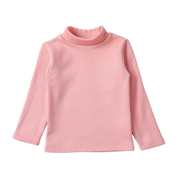 Ulanda Toddler Girls Mock Turtleneck Shirts Long Sleeve Thermal T-Shirt Cotton Girl Soft Basic Pullover Tops (Pink, 9-10 Years)