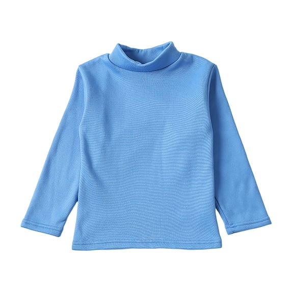 Ulanda Toddler Girls Mock Turtleneck Shirts Long Sleeve Thermal T-Shirt Cotton Girl Soft Basic Pullover Tops (Sky Blue, 7-8 Years)