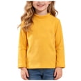 thumbnail image 1 of Ulanda Toddler Girls Mock Turtleneck Shirts Long Sleeve Thermal T-Shirt Cotton Girl Soft Basic Pullover Tops (Yellow, 7-8 Years), 1 of 5