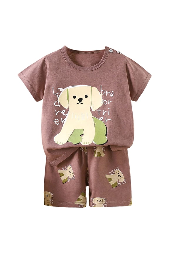 Toddler Girls Pajamas Short Sets Fire Cotton 2 Pjs Excavator Sleepwear Summer Clothes Jammies Set Size 1-7T (Brown, 4-5 Years)