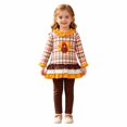 thumbnail image 1 of Ulanda Toddler Girls Ruffle Thanksgiving Outfit (Coffee, 7-8 Years), 1 of 9