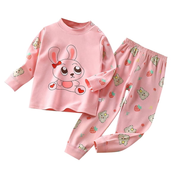 Ulanda Toddler Kids Junior Girls Boys 100% Cotton Dinosaur Mermaid Pajamas Sleepwear Pjs (Pink, 6-12 Months)