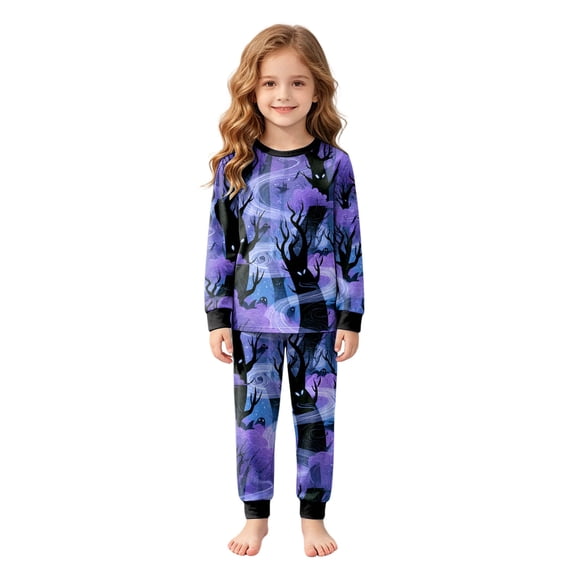 Ulanda Toddler Kids Junior Girls Boys Halloween Pajama Set (Dark Purple, 4-5 Years)