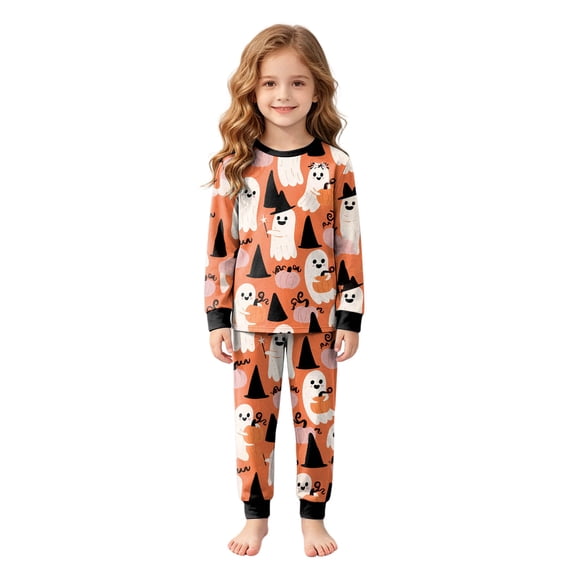 Ulanda Toddler Kids Junior Girls Boys Halloween Pajama Set (Orange, 2-3 Years)