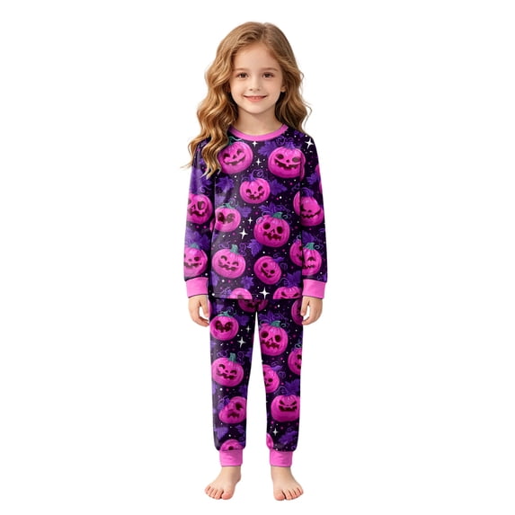 Ulanda Toddler Kids Junior Girls Boys Halloween Pajama Set (Purple, 8-9 Years)