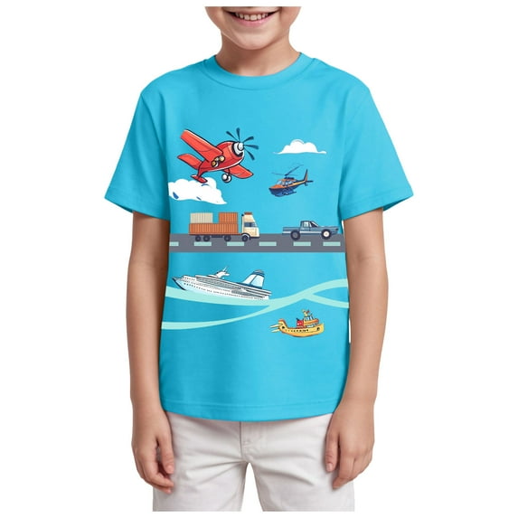 Ulanda Toddler T Shirts Summer Tshirts Boys Girls Short Sleeve Tee Tops Casual Graphic Clothes Crew Neck Shirts (Sky Blue, 9-10 Years)