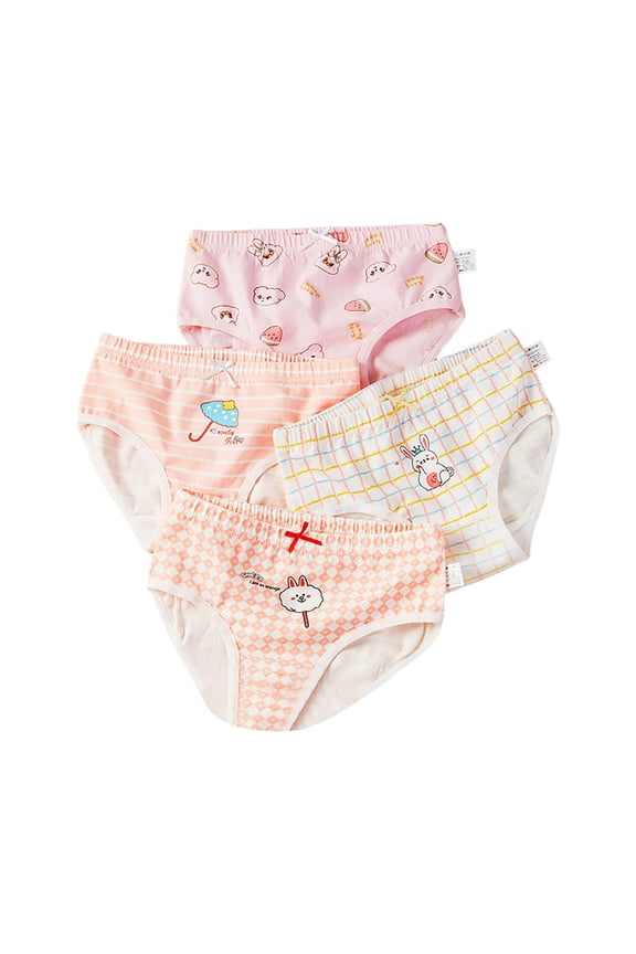Underwear Toddler 5t Baby Girls Boys Underpants Cartoon Underwear Cotton Briefs Trunks 4PCS (Orange, L)