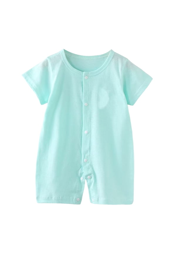 Unisex Baby Cotton Romper Boys Short Sleeve One-Piece Jumpsuit Girls Snap-up Bodysuits Summer Clothes Outfits 3-18M (Mint Green, 12-18 Months)