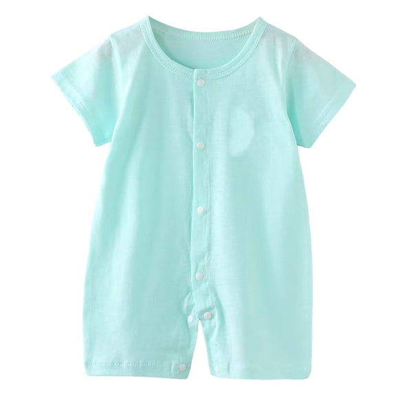 Ulanda Unisex Baby Cotton Romper Boys Short Sleeve One-Piece Jumpsuit Infant Snap Up Bodysuits Summer Outfits 0-24M (Mint Green, Infant)
