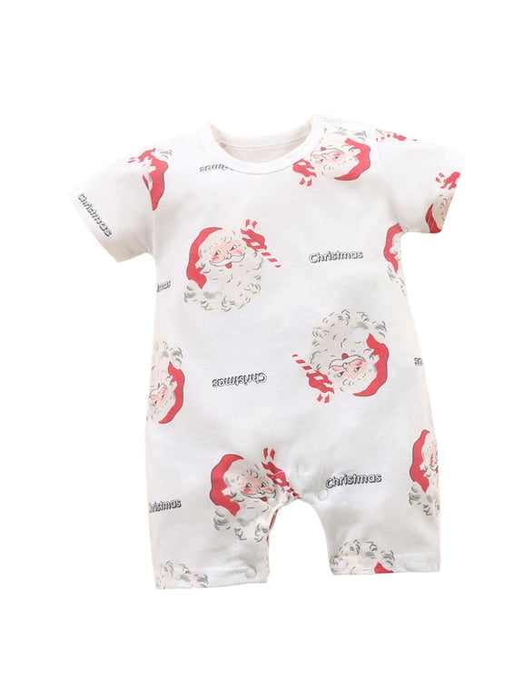 Newborn Baby Boy Summer Outfit Duck/Dinosaur/Turtle Printed Short Sleeve Romper Jumpsuit Button up Clothes (Red, 18-24 Months)