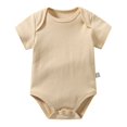 thumbnail image 1 of Ulanda Unisex-Baby Short Sleeve Bodysuits Cotton One-piece Boy Girl Summer Clothes 0-3 3-6 6-9 9-12 12-18 18-24 Months (Khaki, 0-3 Months), 1 of 3
