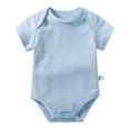 thumbnail image 1 of Ulanda Unisex-Baby Short Sleeve Bodysuits Cotton One-piece Boy Girl Summer Clothes 0-3 3-6 6-9 9-12 12-18 18-24 Months (Light Blue, 12-18 Months), 1 of 8