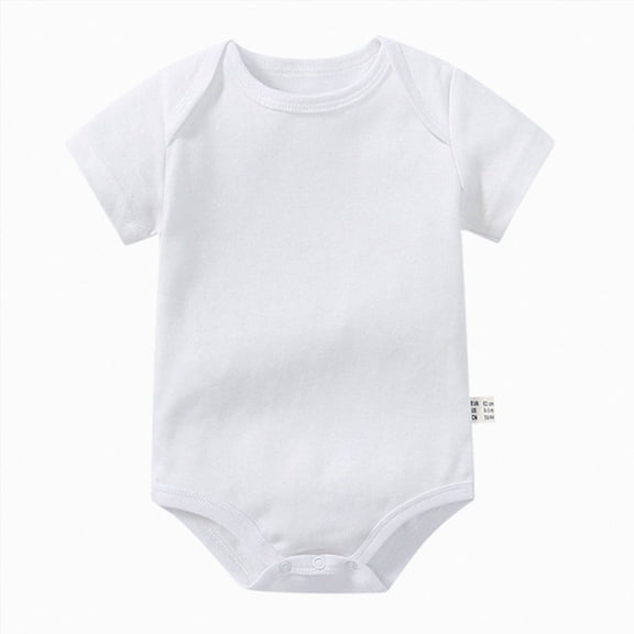 Ulanda Unisex-Baby Short Sleeve Bodysuits Soft Solid Bodysuit for Newborn Cotton One-piece Boy Girl Summer Clothes 0-24M (White, 3-6 Months)