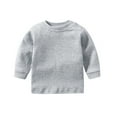thumbnail image 1 of Ulanda Unisex Baby and Toddler Boys Girls' Cotton Long Sleeve Basic Round Neck Solid Sweatshirt Tee Shirts (Grey, 6-9 Months), 1 of 6