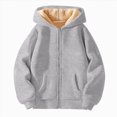 thumbnail image 1 of Ulanda Unisex Boys Girls Fleece Jacket Hoodie Sherpa Lined Zip Up Hooded Sweatshirt Kids Winter Jackets (Grey, 6-7 Years), 1 of 5